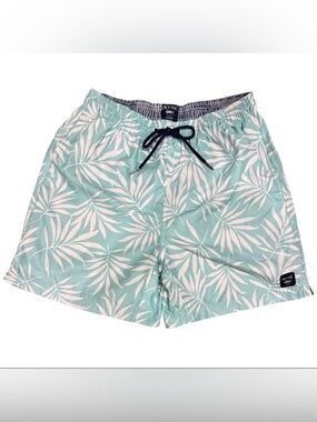 Spicy Tuna Swim Trunks Men Medium Green Palm Leaf Tropical Beach Shorts